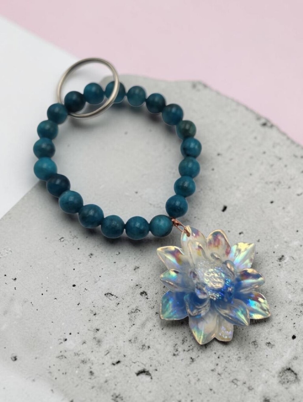 Handmade Iridescent Floral Charm Keychain